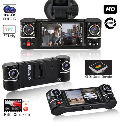  InDigi inDigi 2.7 TFT LCD Dual Camera Rotated Lens Car DVR Vehicle Video Recorder Dash Cam