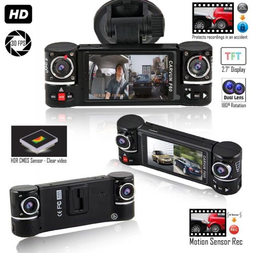  InDigi inDigi Dash Cam 2.7 TFT LCD Dual Camera Rotated Lens Car DVR w IR Night Vision - NEW