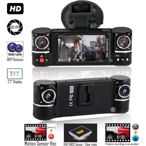  InDigi inDigi Dash Cam 2.7 TFT LCD Dual Camera Rotated Lens Car DVR w IR Night Vision - NEW