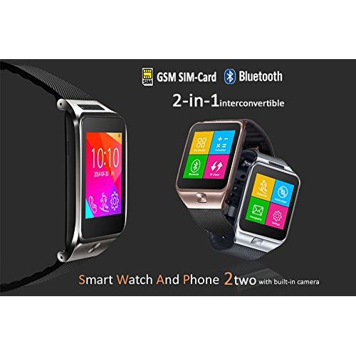  InDigi Indigi 2-in-1 GSM Bluetooth Smart Watch Phone w Built-in Camera Pedometer Sleep Monitor Radio - GSM Unlocked! (Silver)