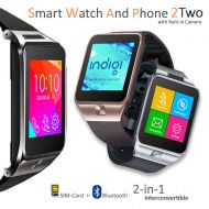 InDigi Indigi Universal 2-in-1 Bluetooth Wireless SmartWatch Phone w Pedometer Sleep Monitor Built-in Camera (Silver)