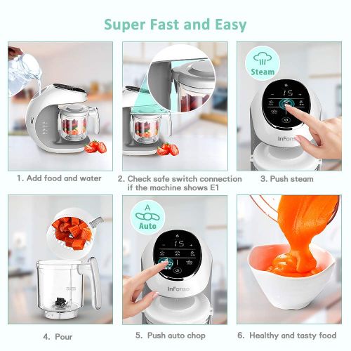  [아마존베스트]InFanso Infanso Baby Food Maker Food Processor BF300 for Infants and Toddlers 7 in 1 Organic Food Making Machine with Steam Cooker, Blender, Chopper, Defroster, Reheater, Disinfector and A