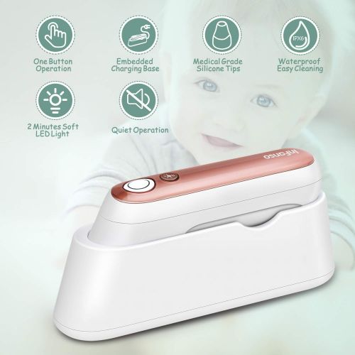  [아마존베스트]InFanso Baby Nasal Aspirator Electric Nose Cleaner BN320 with Soft LED Light, Wireless Charger and 2...