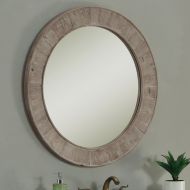 InFurniture WK1812 Round Solid Recycled Fir Mirror, Driftwood