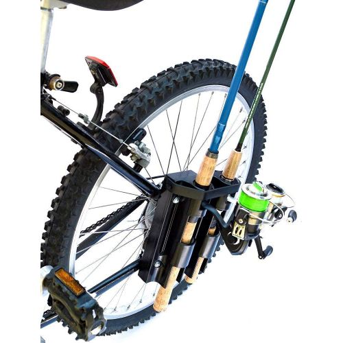  InMotion Inc. - The Bike Fisherman - Fishing Rod Holder for Bicycles ? Holds Two Rods ? Safely Bike with Your Fishing Poles Tightly Secured ? Easy Clamp on Rod Carrier for Bicycle