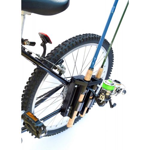  InMotion Inc. - The Bike Fisherman - Fishing Rod Holder for Bicycles ? Holds Two Rods ? Safely Bike with Your Fishing Poles Tightly Secured ? Easy Clamp on Rod Carrier for Bicycle