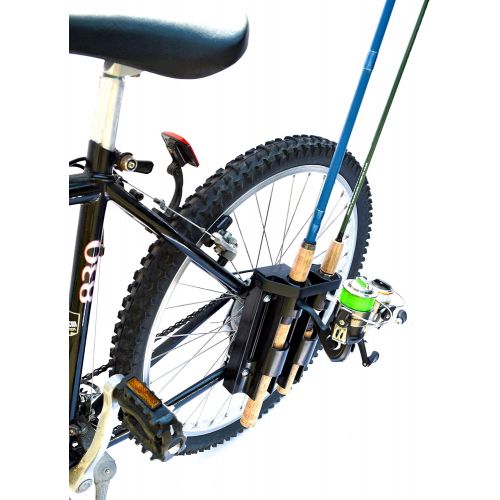  InMotion Inc. - The Bike Fisherman - Fishing Rod Holder for Bicycles ? Holds Two Rods ? Safely Bike with Your Fishing Poles Tightly Secured ? Easy Clamp on Rod Carrier for Bicycle