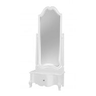 InRoom Furniture Designs Angellina White Finish Solid Wood Cheval Floor Mirror