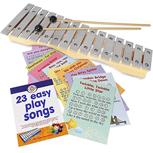  InTemenos Professional Diatonic Glockenspiel 15 notes - Xylophone with 22 Easy Play Sheet Music Songs