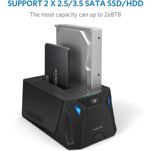  [아마존 핫딜]  [아마존핫딜]Inateck SATA Hard Drive Docking Station, USB 3.0 SSD Docking Station, Dual Bay, FD2005