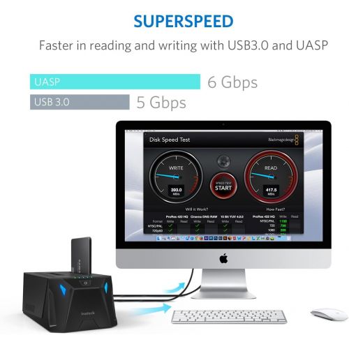  [아마존 핫딜]  [아마존핫딜]Inateck SATA Hard Drive Docking Station, USB 3.0 SSD Docking Station, Dual Bay, FD2005