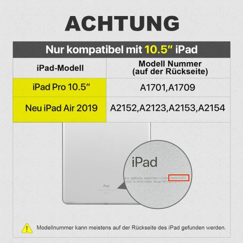  [아마존 핫딜]  [아마존핫딜]Inateck Ultraleichte Tastatur Huelle kompatibel mit 10,5” iPad Pro und 10.5” New iPad Air, Schutzhuelle fuer iPad Air 3 Gen. 2019, QWERTZ Layout, BK2005