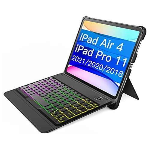  [아마존베스트]Inateck Keyboard Case for iPad Air 4 2020/iPad Pro 11 Inch 2018/2020, Detachable Keyboard with DIY Backlight, QWERTZ, KB02005