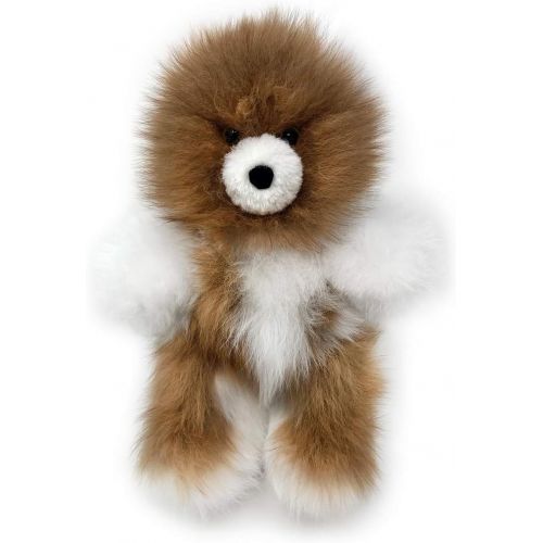  Inca Fashions Baby Alpaca Fur Teddy Bear - Hand Made 12 Inch Multi Colored - Honey  White