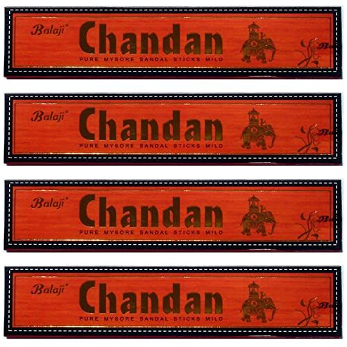  인센스스틱 Incense Chandan - Pure Mysore Sandal Sticks - Balaji Product - 15 stick box boxes - Sold in sets of 4 boxes
