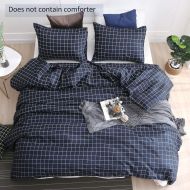 LSSAWZH QYsong Grey and White Plaid Duvet Cover Twin (68x90 Inch), 2 Pieces Include 1 Gird Geometric Checker Pattern Printed Duvet Cover Zipper Closure and 1 Pillowcase, Bedding Se