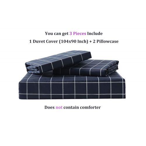 LSSAWZH QYsong Grey and White Plaid Duvet Cover Twin (68x90 Inch), 2 Pieces Include 1 Gird Geometric Checker Pattern Printed Duvet Cover Zipper Closure and 1 Pillowcase, Bedding Se