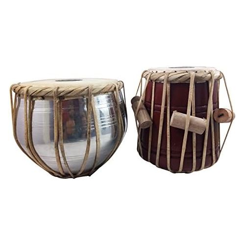  [아마존베스트]India Meets India Tabla Set 16.5cm, Dayan & Bayan Bayan and Dayan with Gaddi 7.5Mango Wood, Metal, Covers & Bag for Kids Training