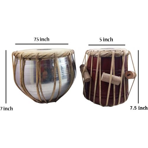  [아마존베스트]India Meets India Tabla Set 16.5cm, Dayan & Bayan Bayan and Dayan with Gaddi 7.5Mango Wood, Metal, Covers & Bag for Kids Training