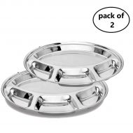 IndiaBigShop Set of 2 Stainless Steel Round Dining Plate 4 Compartment Thali, 11 Inch (Silver), Easter Day/Mothers Day/Good Friday Gift