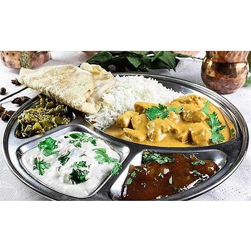  IndiaBigShop Set of 2 Stainless Steel Round Dining Plate 4 Compartment Thali, 11 Inch (Silver), Easter Day/Mothers Day/Good Friday Gift