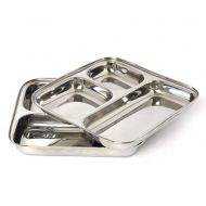 IndiaBigShop 100% Stainless Steel Three in one Dinner Plate Three sections divided plate Three section plate -Set of 2