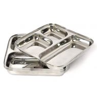 IndiaBigShop 100% Stainless Steel Three in one Dinner Plate Three sections divided plate Three section plate -Set of 4