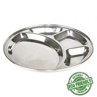 IndiaBigShop Stainless Steel Round Shape Thali Plate, 4 Compartment Thali, Mess Trays, Kids Lunch and Dinner or Every Day Use