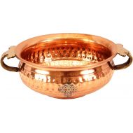 Indian Art Villa Vintage Style Copper Urli Container Pot, Storage Water, Home Office Decor Gift Item, Diameter 14 Inch