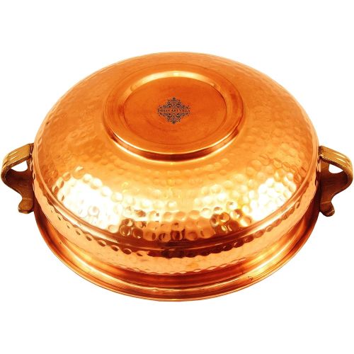  Indian Art Villa Vintage Style Copper Urli Container Pot, Storage Water, Home Office Decor Gift Item, Diameter 14 Inch