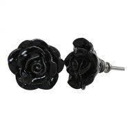 Indian Shelf Indianshelf Handmade 8 Piece Rose Ceramic Black Kitchen Knobs Rust Free Artistic Dresser Pulls Designer Flower Shape