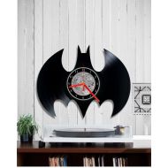 /Indigovento Batman symbol vinyl clock Batman clock gift handmade unique wall Batman art Dark Knight batman art clock from used vinyl record black