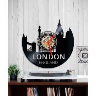 Indigovento London Clock London Vinyl Clock England clock Vinyl Record Art Cityscape Clock Unique Wall Clock Large Wall Clock Vinyl Record Clock