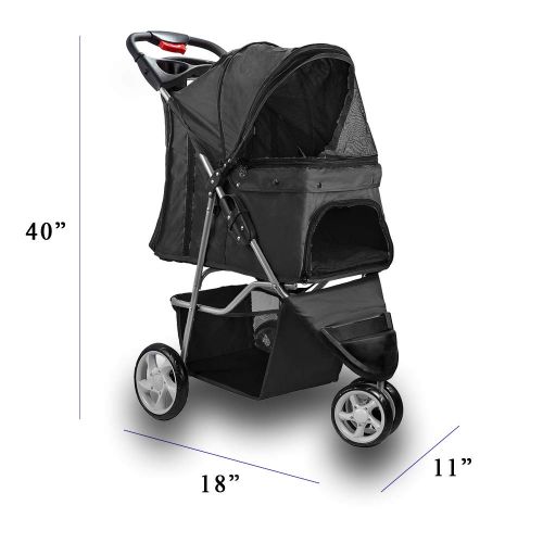 Indipartex Double Sided Pet Stroller This Is Loaded for Cat / Dog Easy Walk Folding Travel Carriage with Mesh Screens Keep the Bugs Out Storage Compartment for Pet Supplies Multiple Zippers G