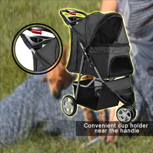  Indipartex Double Sided Pet Stroller This Is Loaded for Cat / Dog Easy Walk Folding Travel Carriage with Mesh Screens Keep the Bugs Out Storage Compartment for Pet Supplies Multiple Zippers G