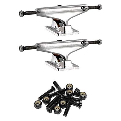  Industrial IV Polished w/Black Logo Skateboard Trucks - 5.5 Hanger 8.25 Axle with 1 Raven Black Hardware - Bundle of 2 Items