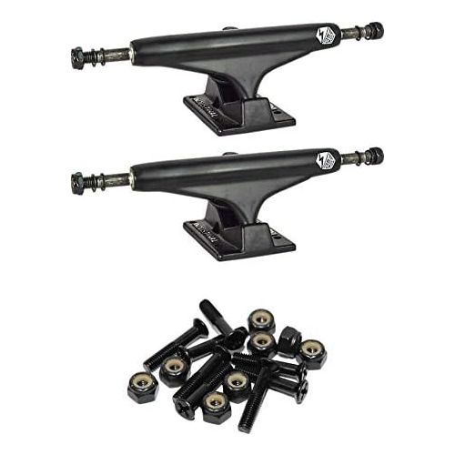  Industrial IV Black w/White Logo Skateboard Trucks - 5.25 Hanger 8.0 Axle with 1 Raven Black Hardware - Bundle of 2 Items