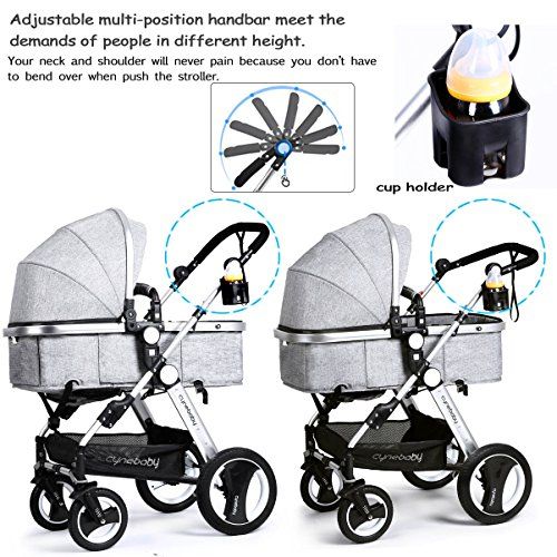  Infant Toddler Baby Stroller Carriage - Cynebaby Compact Pram Strollers Single Stroller add Cup Holder Footmuff Stroller Tray (Gray)