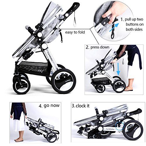  Infant Toddler Baby Stroller Carriage - Cynebaby Compact Pram Strollers Single Stroller add Cup Holder Footmuff Stroller Tray (Gray)