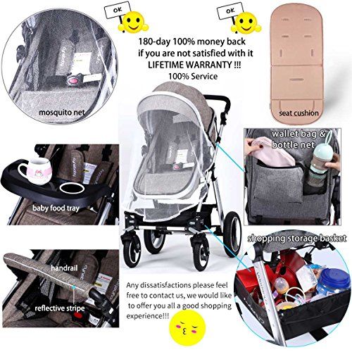  Infant Toddler Baby Stroller Carriage - Cynebaby Compact Pram Strollers Single Stroller add Cup Holder Footmuff Stroller Tray (Gray)