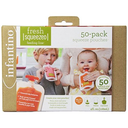  [아마존베스트]Infantino Squeeze Pouches, 4-Fl Oz,50 count