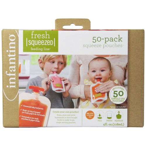  [아마존베스트]Infantino Squeeze Pouches, 4-Fl Oz,50 count