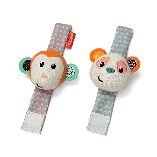  [아마존베스트]Infantino Wrist Rattles, Monkey and Panda