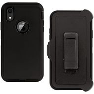 [아마존베스트]Inficase Protective Holster Case for iPhone XR (6.1), Heavy-Duty Hybrid Armor Cover with Belt-Clip Holder/Kickstand, Military Grade Shockproof Drop-Proof Rugged Protection | Black