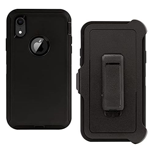  [아마존베스트]Inficase Protective Holster Case for iPhone XR (6.1), Heavy-Duty Hybrid Armor Cover with Belt-Clip Holder/Kickstand, Military Grade Shockproof Drop-Proof Rugged Protection | Black