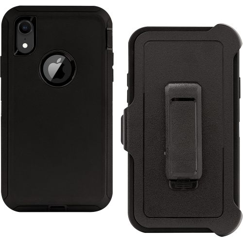  [아마존베스트]Inficase Protective Holster Case for iPhone XR (6.1), Heavy-Duty Hybrid Armor Cover with Belt-Clip Holder/Kickstand, Military Grade Shockproof Drop-Proof Rugged Protection | Black