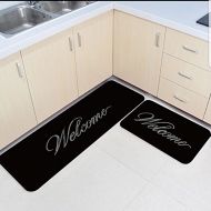 Infinidesign 2 Piece Kitchen Rubber Backing Non-Slip Bath Rugs Runner Doormat Set - Welcome Runner Carpet Set - 19.7x31.5+19.7x47.2