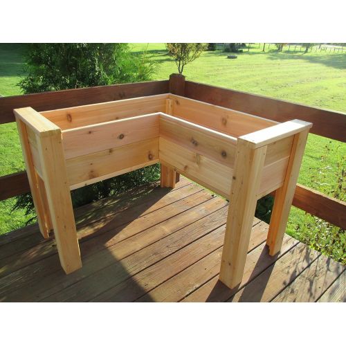  Infinite Cedar L-Shaped Cedar Elevated Patio Planter