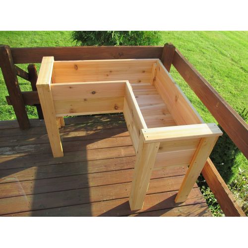  Infinite Cedar L-Shaped Cedar Elevated Patio Planter