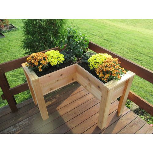  Infinite Cedar L-Shaped Cedar Elevated Patio Planter